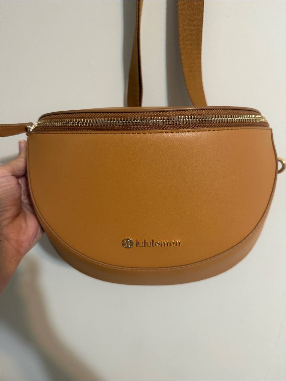 lululemon athletica Tan Half-Moon Crossbody with Gold Hardware